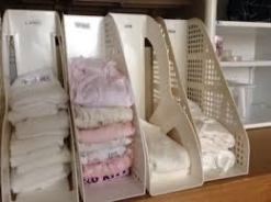 ファイルケースを使った赤ちゃんの服の収納例